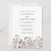 Invitation Mariage tout-en-un Dusty Blue Fleurs sauvages (Devant)