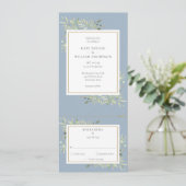 Invitation Mariage Tout En Un Dusty Blue Greenery Leaves (Debout devant)