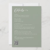 Invitation Mariage Tout en Un Écriture Moderne Vert Sauge (Dos)