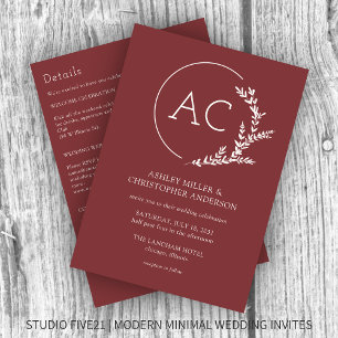 Invitation Mariage tout-en-un en bois de Rosewood moderne