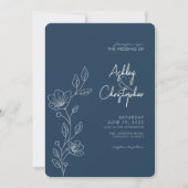 Invitation Mariage tout-en-un en plan bleu moderne (Devant)