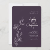 Invitation Mariage tout-en-un en plan de feuillage violet mod (Devant)