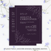 Invitation Mariage tout-en-un en plan de feuillage violet mod