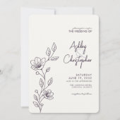 Invitation Mariage tout-en-un en plan de feuillage violet mod (Devant)