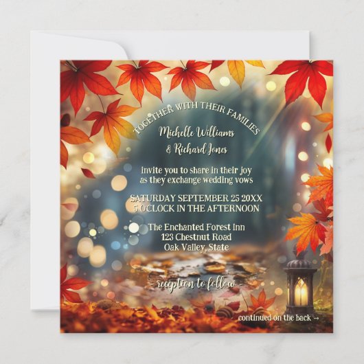 Invitation Mariage tout-en-un Enchanted Fall Forest (Devant)