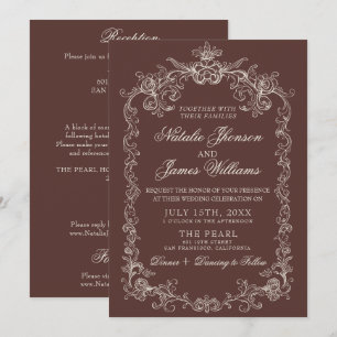 Invitation Mariage Tout En Un Espresso Vintage Argent Ancien