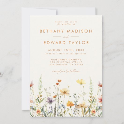 Invitation Mariage tout-en-un Fleur sauvage rustique (Devant)