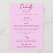 Invitation Mariage Tout En Un Floral Dessiné Framboise Rose (Dos)