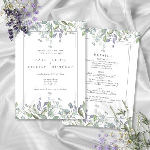 Invitation Mariage Tout En Un Floral Sauge Et Lilas