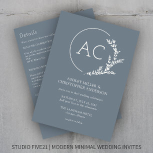 Invitation Mariage tout-en-un gris ardoise moderne