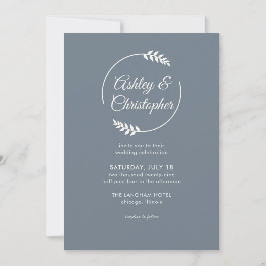 Invitation Mariage tout-en-un gris ardoise moderne (Devant)