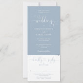 Invitation Mariage Tout En Un Heart Script Bleu Poussiéreux (Devant)