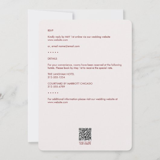 Invitation Mariage tout-en-un mini-plan de feuillage rouge (Dos)