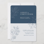 Invitation Mariage tout-en-un mini-plan de remplissage bleu (Devant)