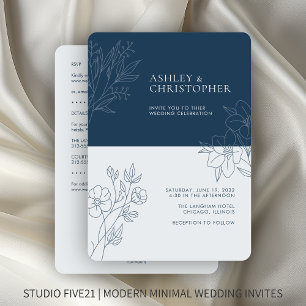Invitation Mariage tout-en-un mini-plan de remplissage bleu