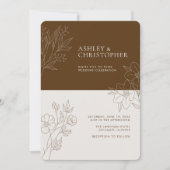 Invitation Mariage tout-en-un minime Brown Foliage (Devant)
