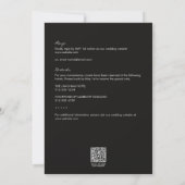 Invitation Mariage tout-en-un moderne en feuillage noir (Dos)