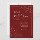Invitation Mariage tout-en-un moderne Red Foliage Outline (Devant)