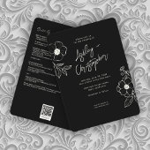 Invitation Mariage tout-en-un noir floral minimal