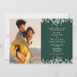 Invitation Mariage Tout En Un Photo Florale Lilas Emeraude