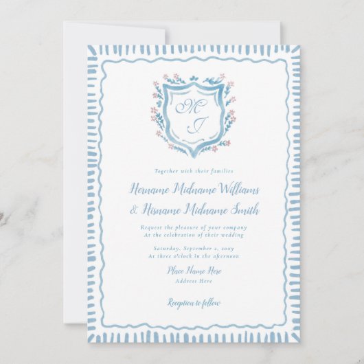 Invitation Mariage tout-en-un QR RSVP Bespoke Crest (Devant)