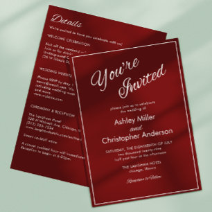Invitation Mariage tout-en-un rouge Crimson de script minimal