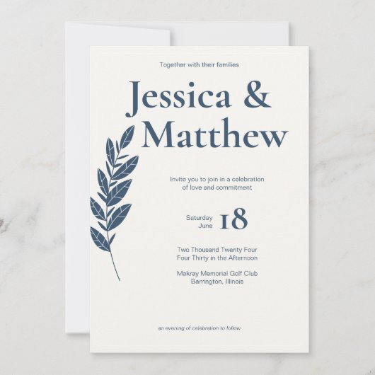 Invitation Mariage tout-en-un rustique gris ardoise (Devant)