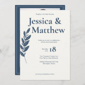 Invitation Mariage tout-en-un rustique gris ardoise (Devant / Derrière)