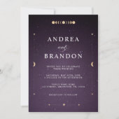 Invitation Mariage Tout en Un Univers Céleste Violet Or (Devant)