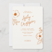 Invitation Mariage tout-en-un végétal orange végétal minimal (Devant)