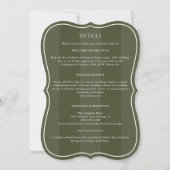 Invitation Mariage tout-en-un vert à rayures monogrammes mini (Dos)