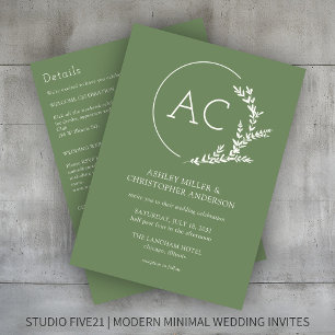 Invitation Mariage tout-en-un vert du cadre de feuillage mode