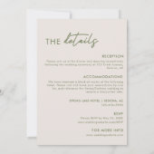 Invitation Mariage tout-en-un vert olive minimal (Dos)