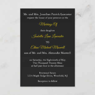 Invitation Mariage traditionnel avec les deux noms des parent