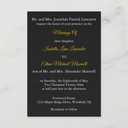 Invitation Mariage traditionnel avec les noms des deux parent (Devant)