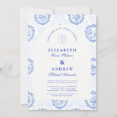 Invitation Mariage traditionnel bleu blanc de Delft (Devant)
