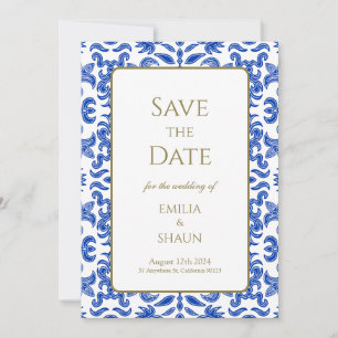 Invitation Mariage traditionnel bleu italien Enregistrer la d