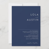 Invitation Mariage traditionnel bleu marine moderne (Devant)