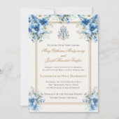 Invitation Mariage Traditionnel Catholique Bleu (Devant)
