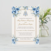 Invitation Mariage Traditionnel Catholique Bleu (Debout devant)