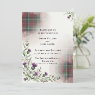 Invitation Mariage traditionnel chardon écossais tartan
