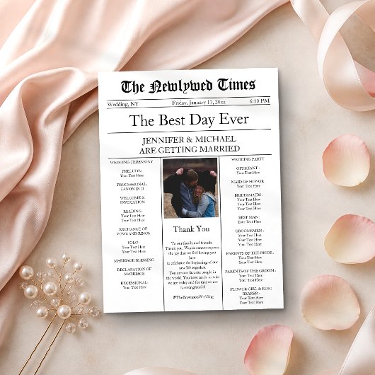 Invitation Mariage traditionnel dans un journal