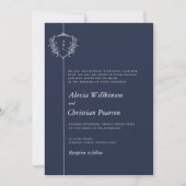 Invitation Mariage traditionnel de crête blanche bleu marine (Devant)