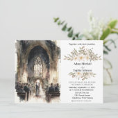 Invitation Mariage traditionnel de l'église aquarelle (Debout devant)