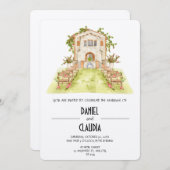 Invitation Mariage traditionnel de l'église aquarelle (Devant / Derrière)