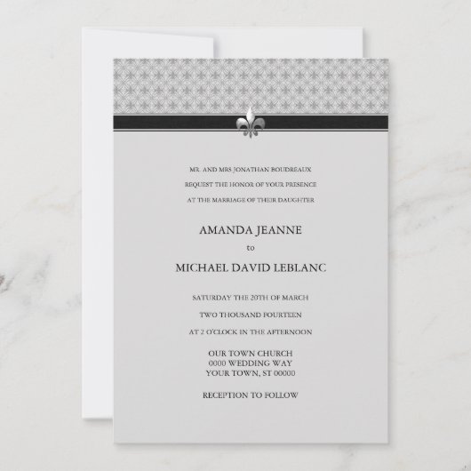 Invitation Mariage traditionnel de Modern Fleur de Lis (Devant)