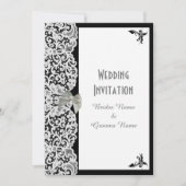 Invitation Mariage traditionnel dentelle noire et blanche (Devant)