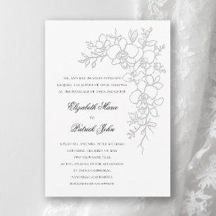 Invitation Mariage Traditionnel Formel Éclat d'Orchidée Blanc