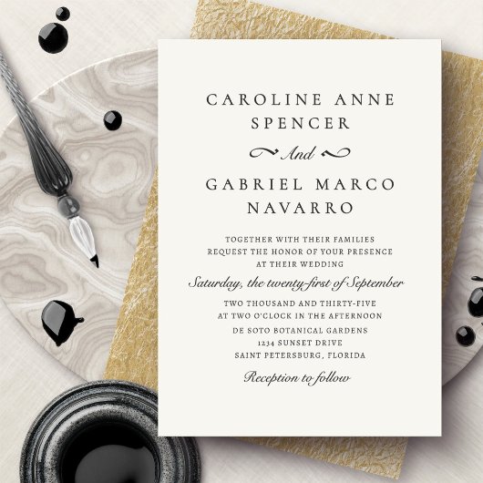 Invitation Mariage Traditionnel Formel Simple