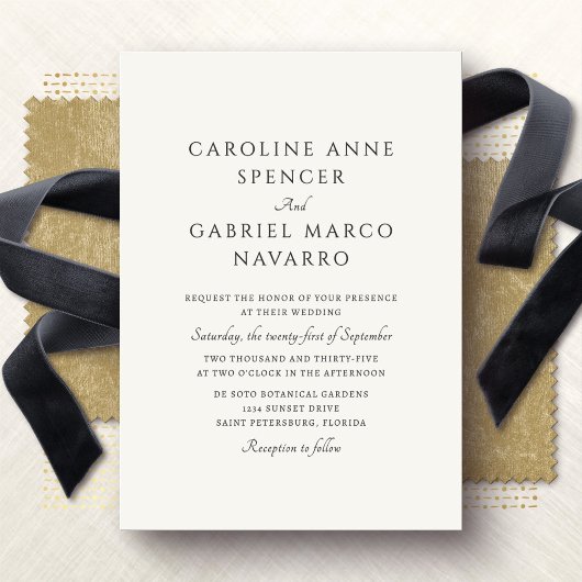 Invitation Mariage Traditionnel Formel Simple